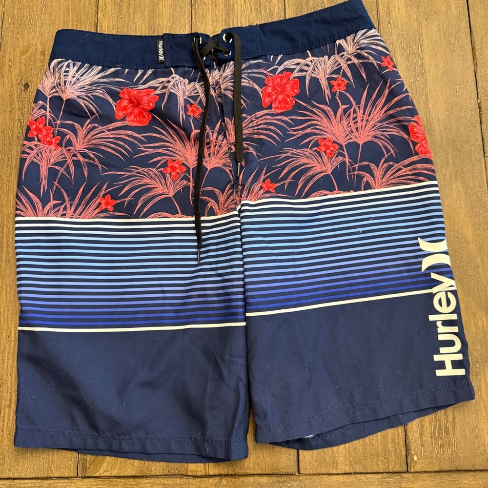 Hurley Boy’s Navy and Red Floral Board Shorts